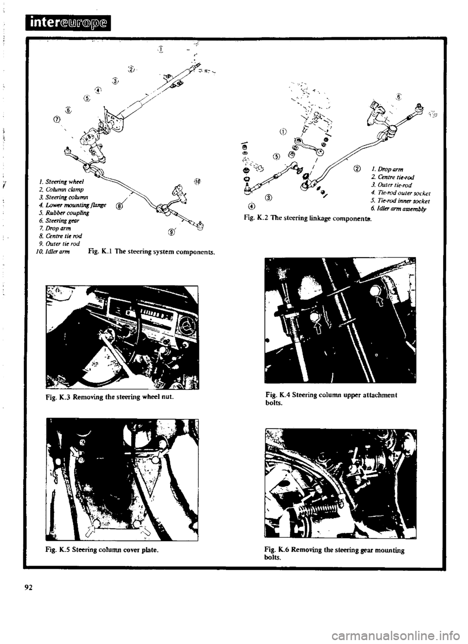 DATSUN 510 1969  Service Repair Manual 
inte 
r
E 
lliIl

@
Pl

r

I

I

ill

i 
1

Steeri
K 
wh 
l

2 
Column

clamp

3

Steerinx 
column

4

LoWf 
T 
moun

ins 
f
Jurge

5 
Rubber

coupling

6 
St

ring 
galf

7

Drop 
arm

8 
Centre 
ti