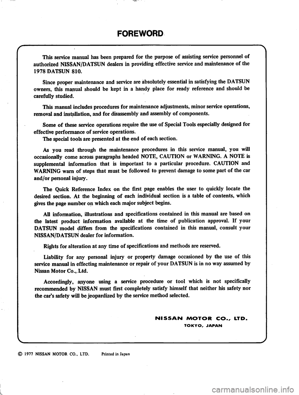 DATSUN 810 1978  Service Manual 