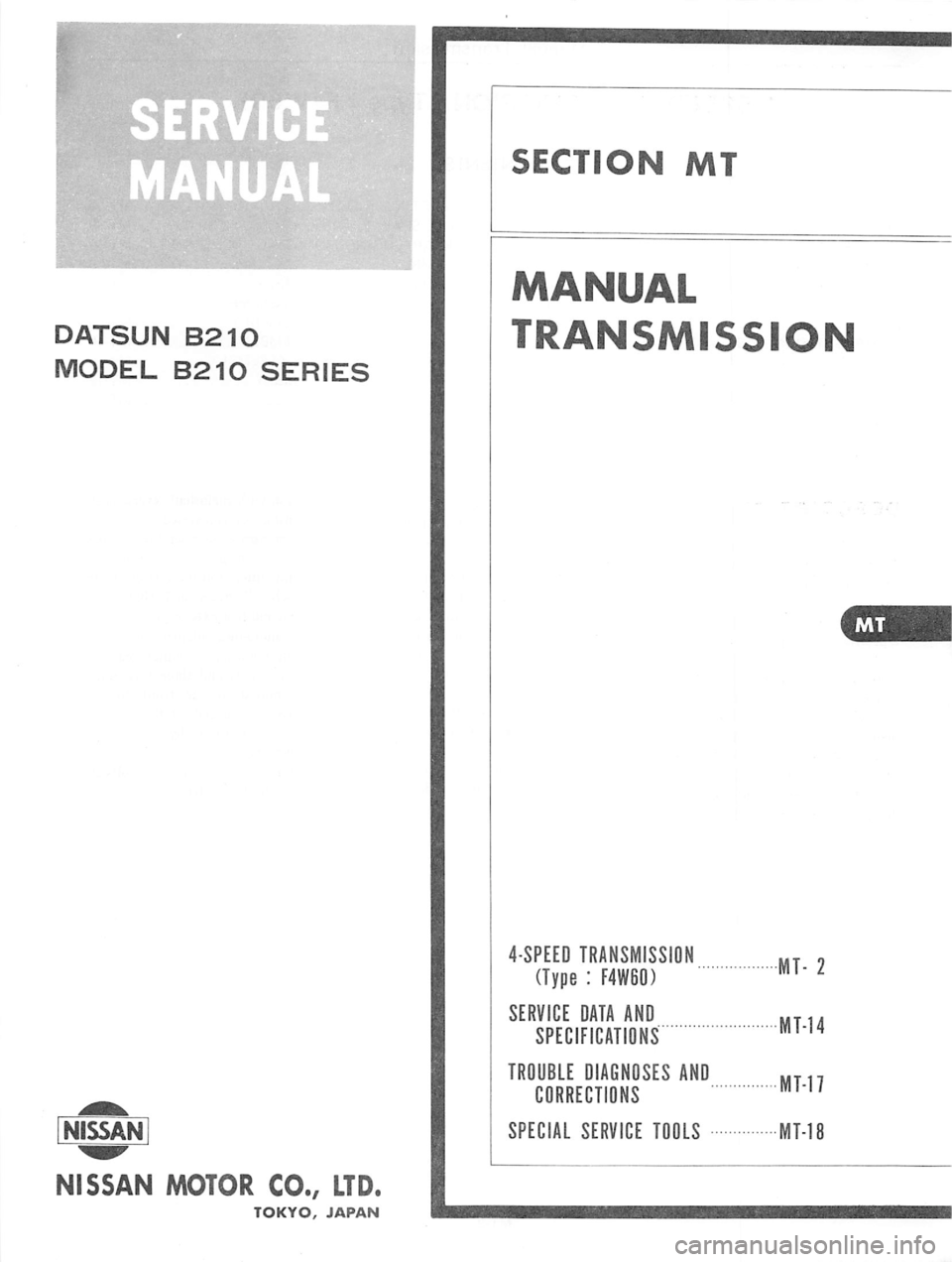 DATSUN B210 1976  Service Repair Manual 