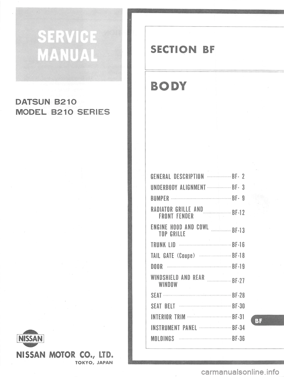 DATSUN B210 1976  Service Repair Manual 