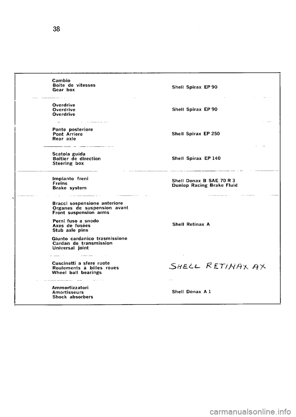 FERRARI 330 GT 1964  Owners Manual 
