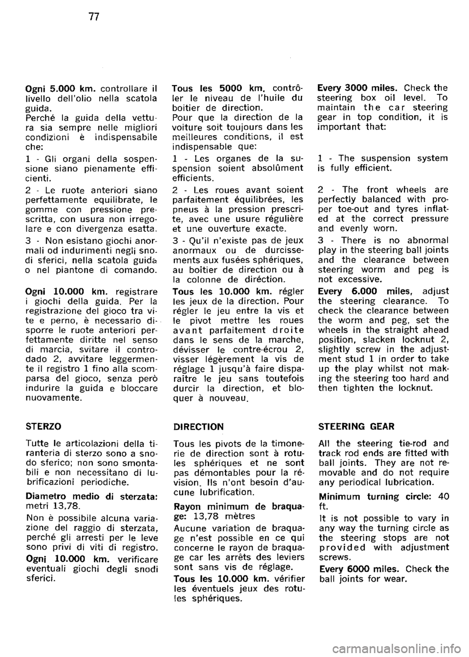 FERRARI 330 GT 1964  Owners Manual 