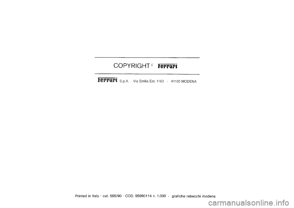 FERRARI TESTAROSSA 1990  Owners Manual 