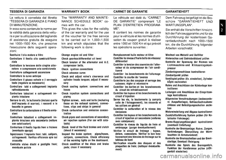 FERRARI TESTAROSSA 1990  Owners Manual 