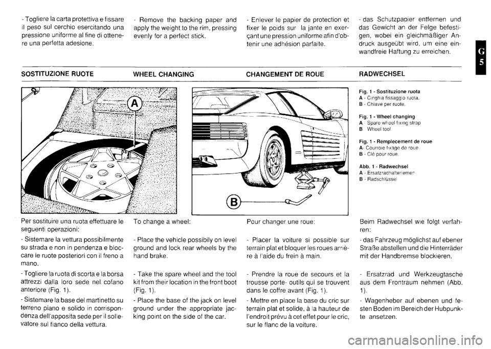 FERRARI TESTAROSSA 1990  Owners Manual 