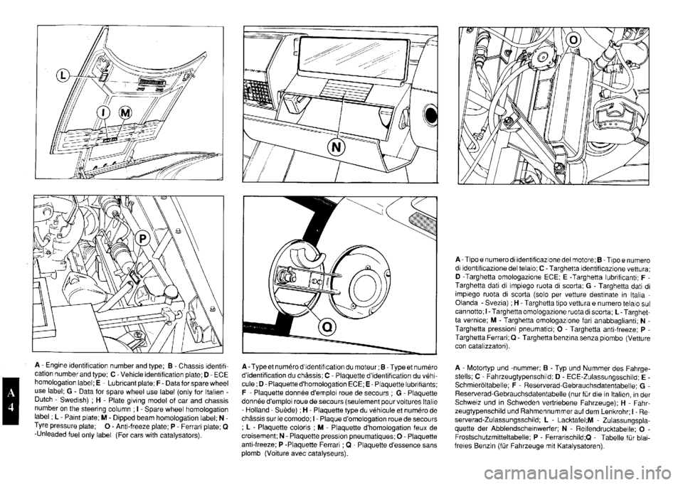 FERRARI TESTAROSSA 1990  Owners Manual 