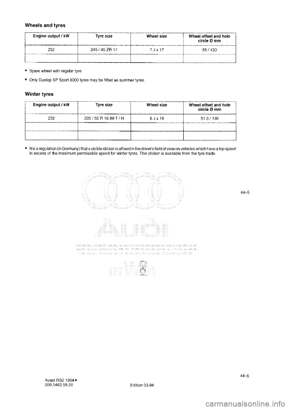 AUDI RS2 1994  Workshop Manual 
