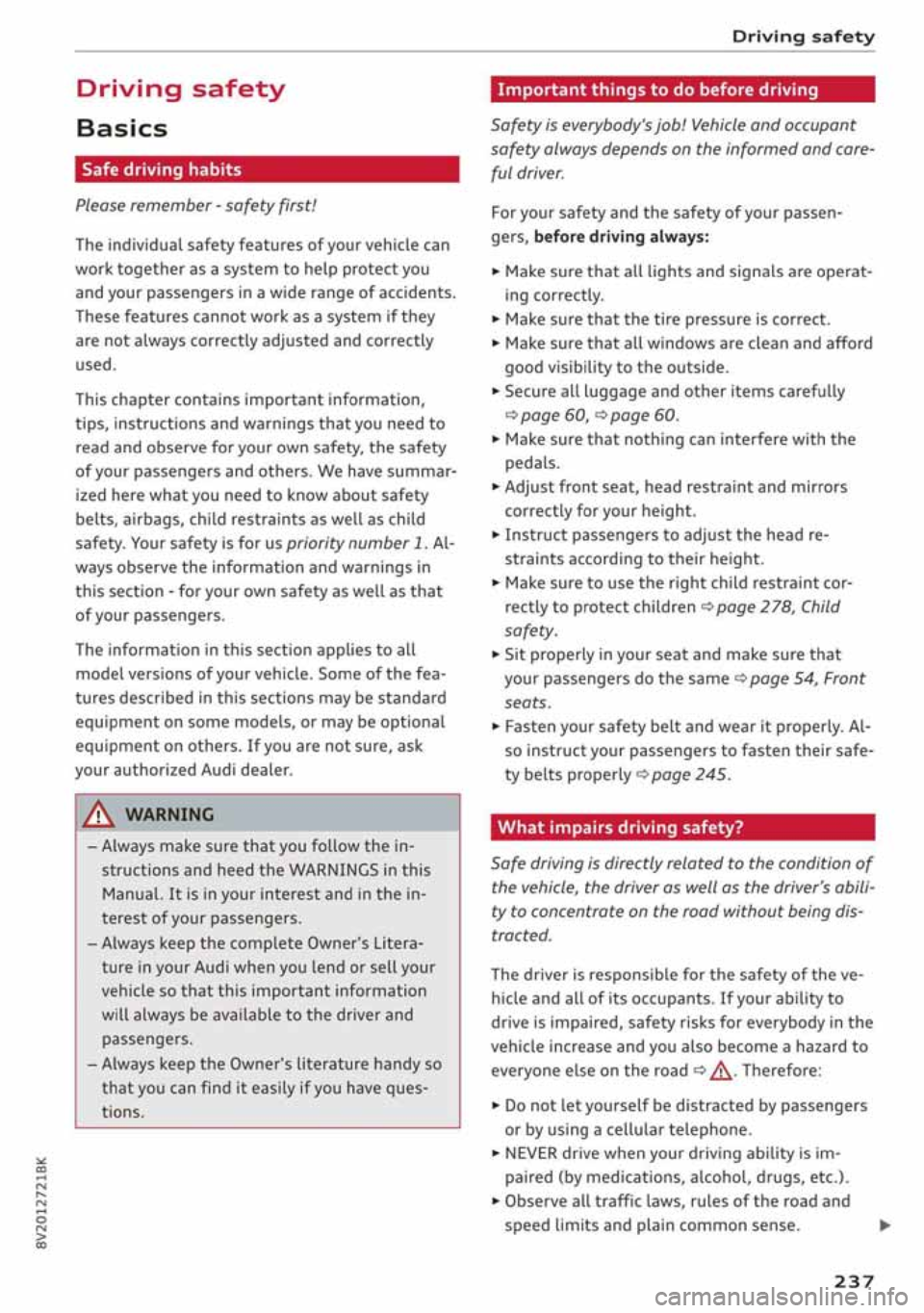 AUDI A3 SEDAN 2020  Owners Manual 
