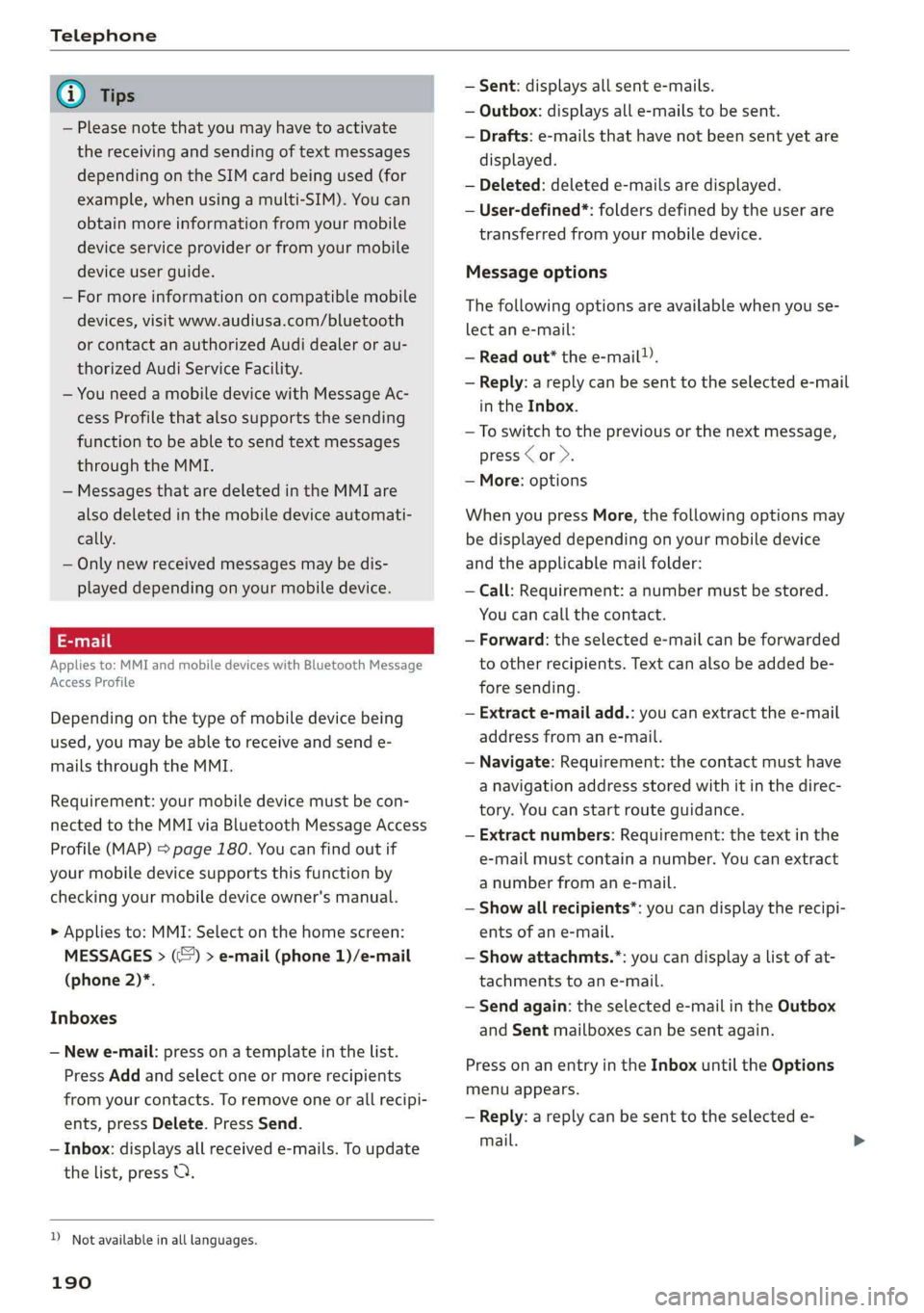 AUDI A8 2019  Owners Manual 