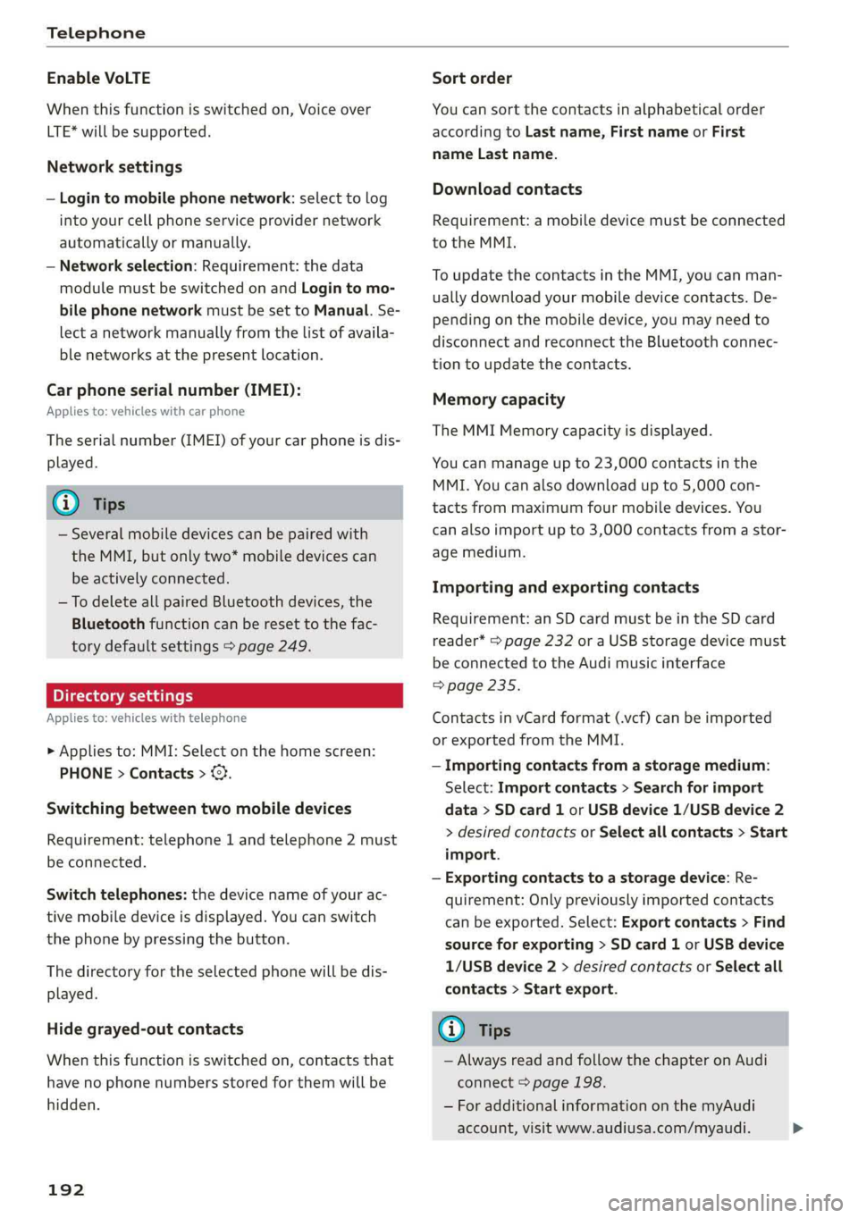 AUDI A8 2019  Owners Manual 