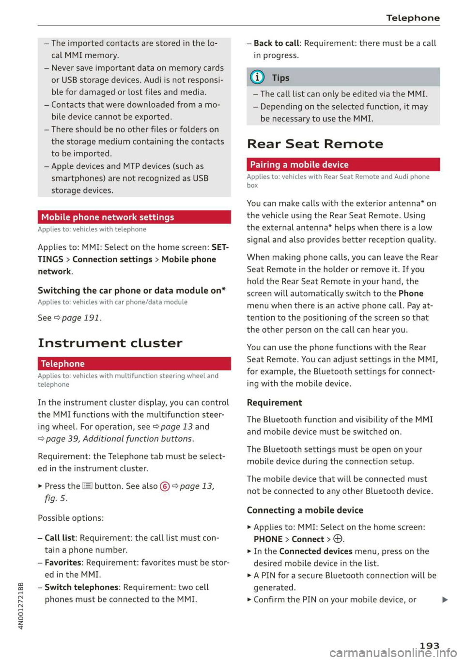AUDI A8 2019  Owners Manual 