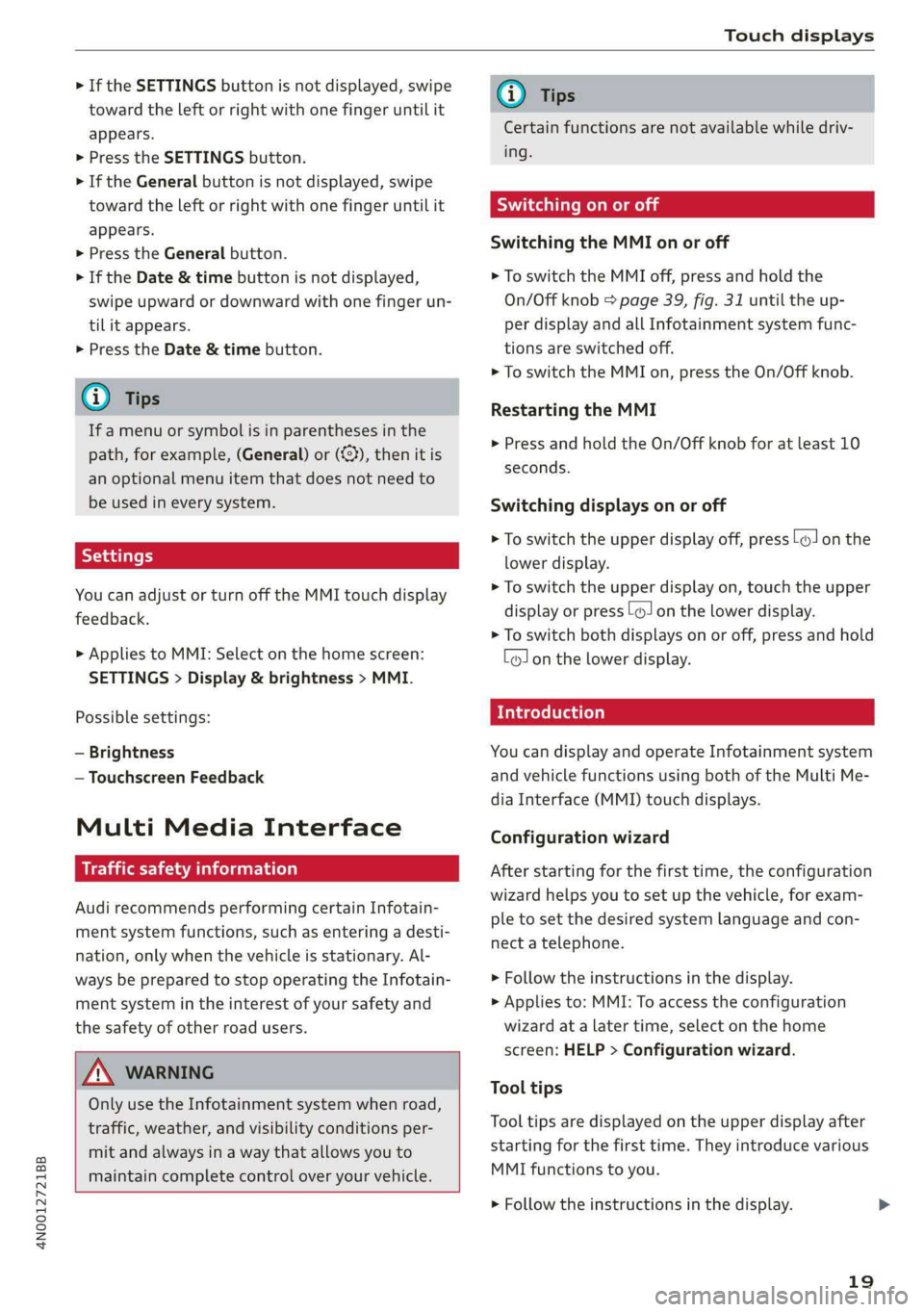 AUDI A8 2019  Owners Manual 