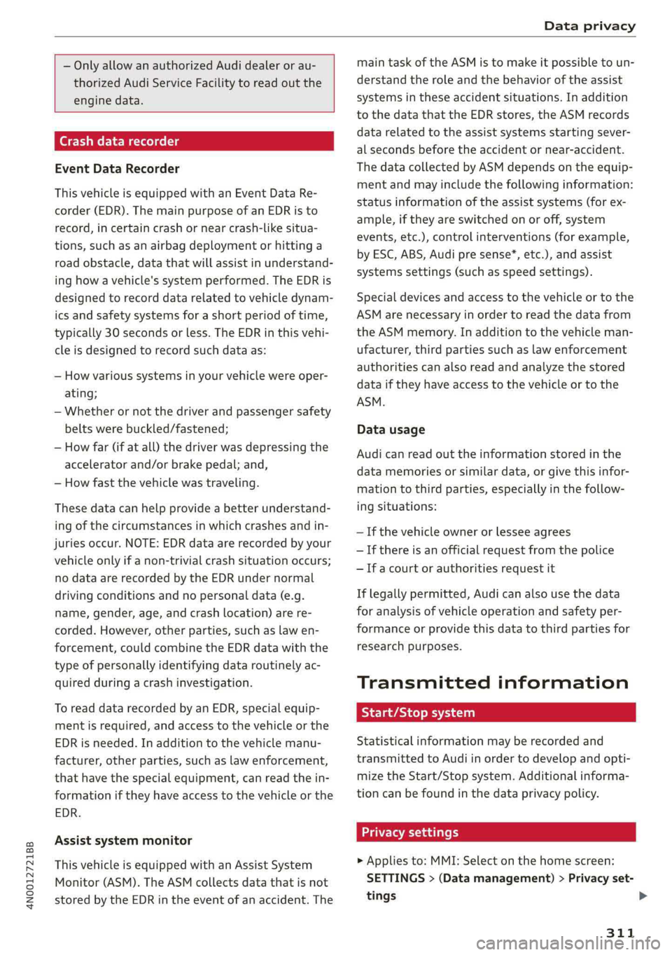 AUDI A8 2019  Owners Manual 