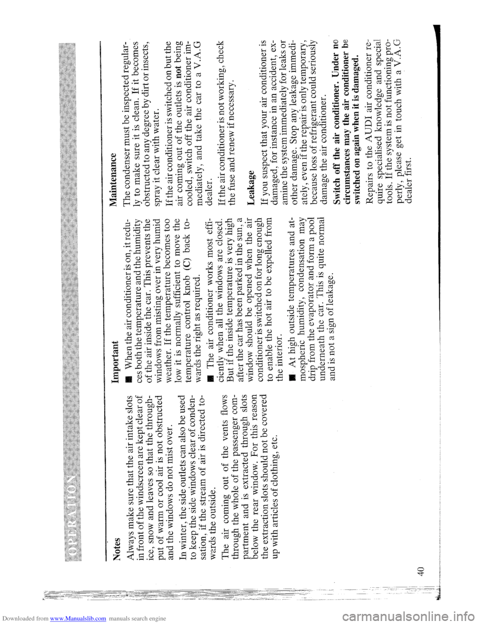 AUDI QUATTRO 1985 85 Owners Manual Downloaded from www.Manualslib.com manuals search engine   