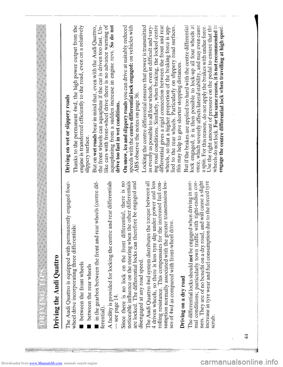 AUDI QUATTRO 1985 85 Owners Manual Downloaded from www.Manualslib.com manuals search engine   