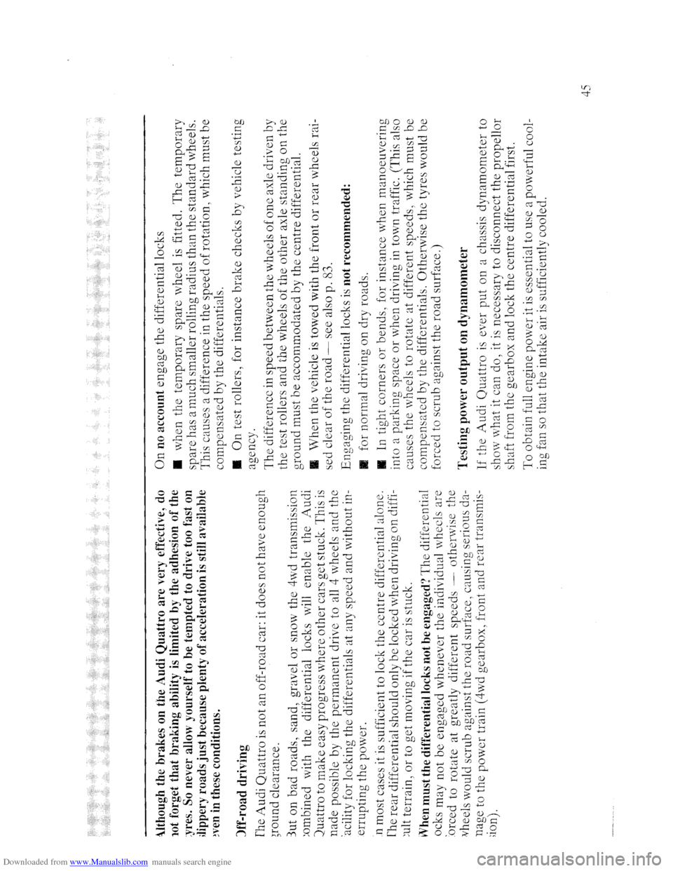 AUDI QUATTRO 1985 85 Owners Manual Downloaded from www.Manualslib.com manuals search engine   
