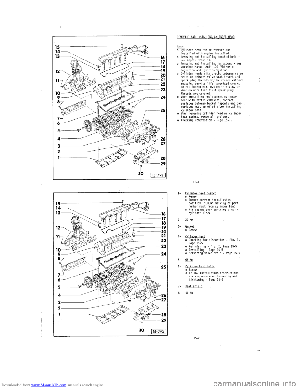 AUDI 100 1991 44 Engine Workshop Manual Downloaded from www.Manualslib.com manuals search engine   
