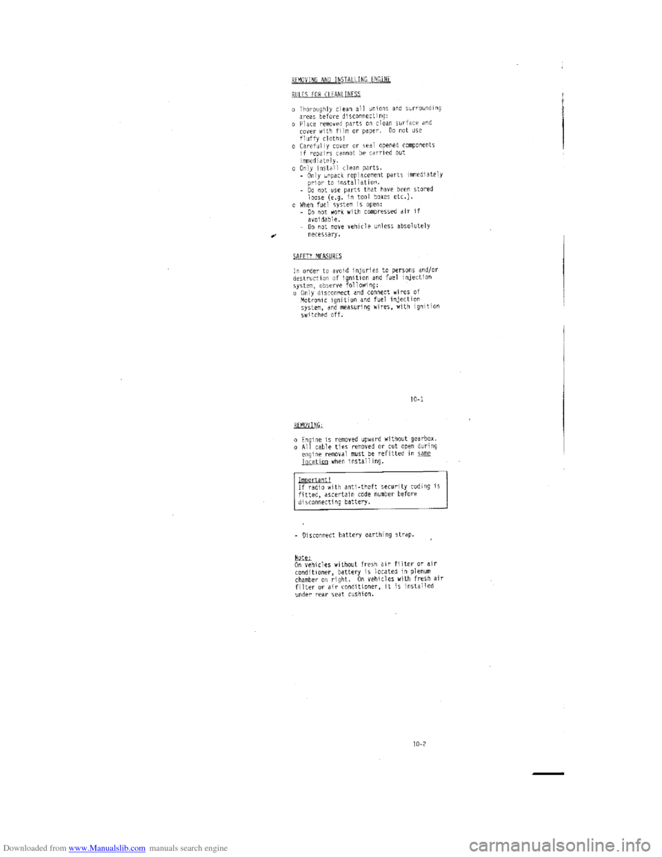 AUDI 100 1991 44 Engine Workshop Manual Downloaded from www.Manualslib.com manuals search engine   