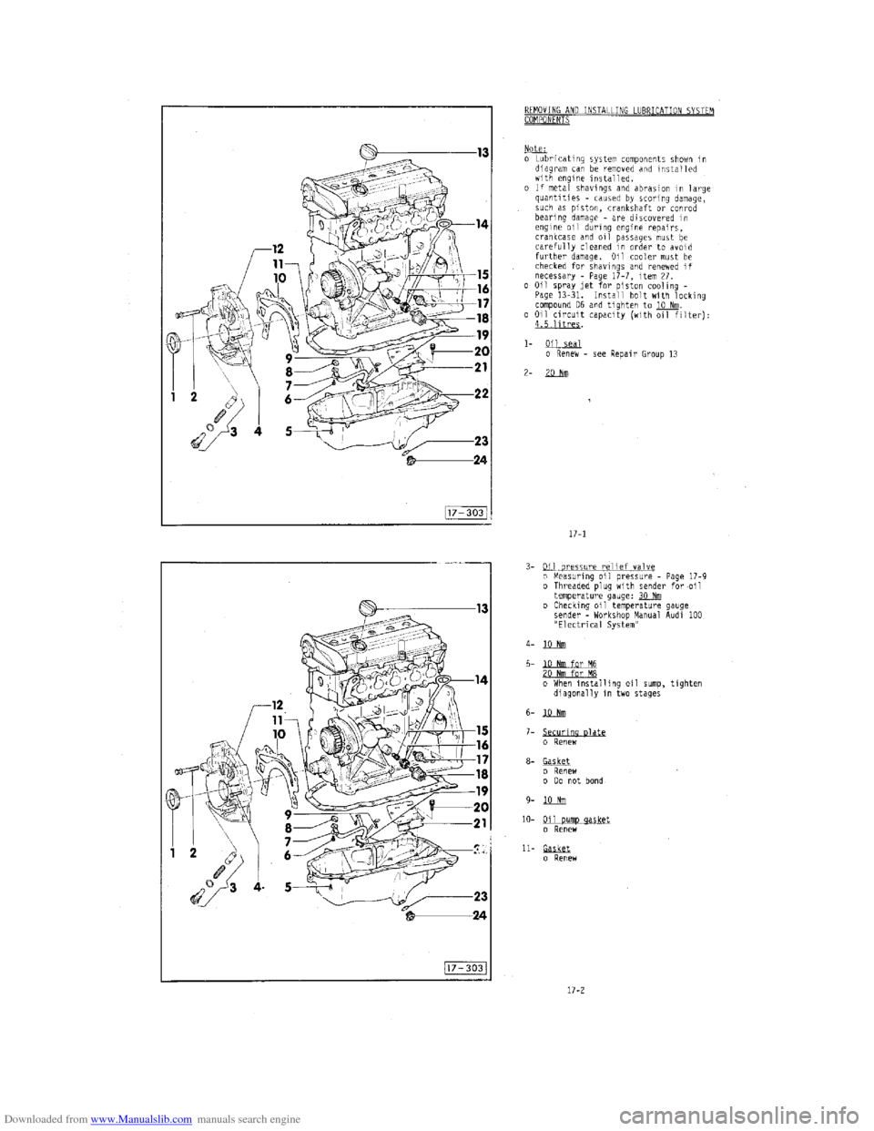 AUDI 100 1991 44 Engine Workshop Manual Downloaded from www.Manualslib.com manuals search engine   