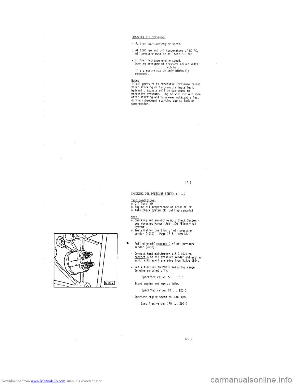AUDI 100 1991 44 Engine Workshop Manual Downloaded from www.Manualslib.com manuals search engine   