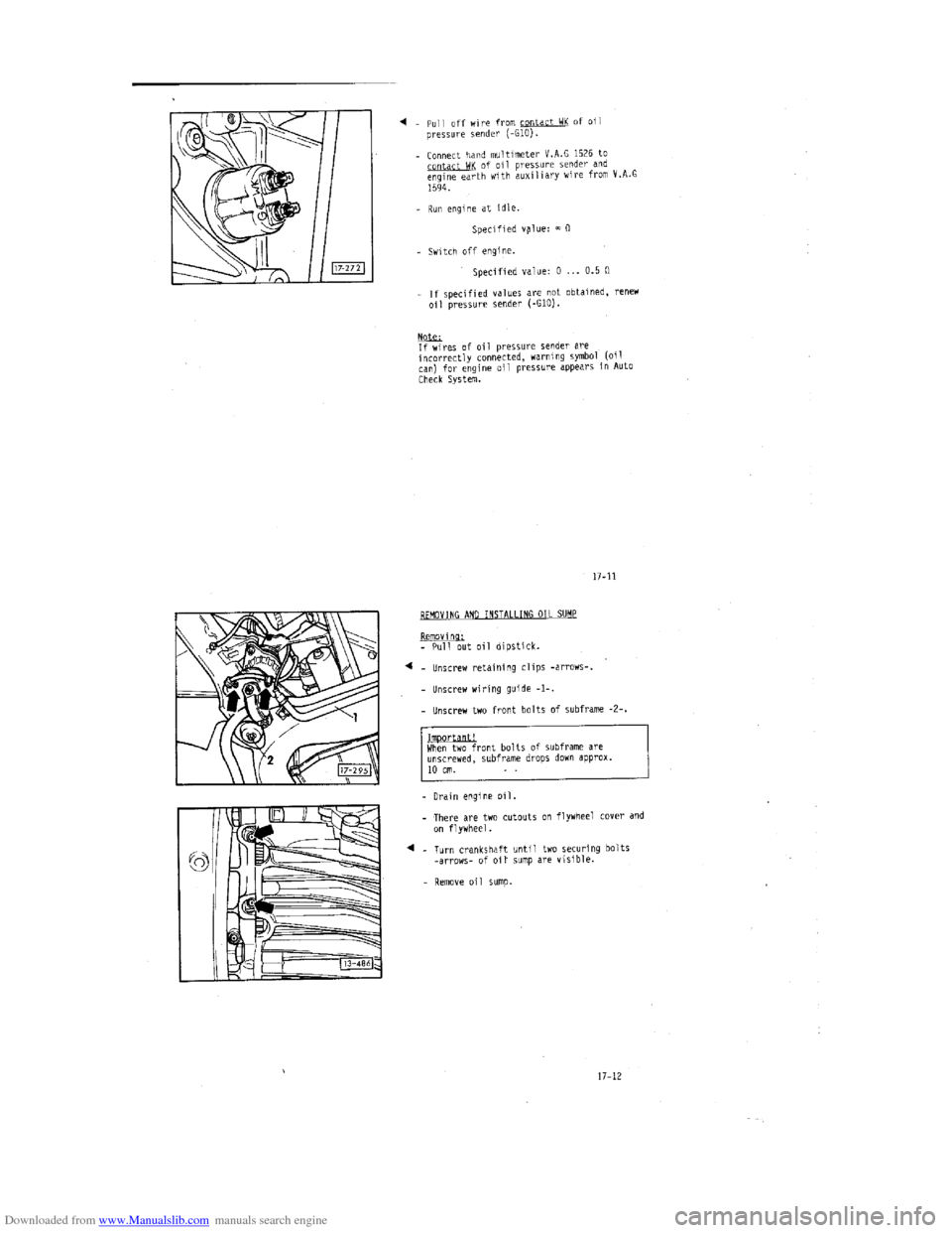 AUDI 100 1991 44 Engine Workshop Manual Downloaded from www.Manualslib.com manuals search engine   