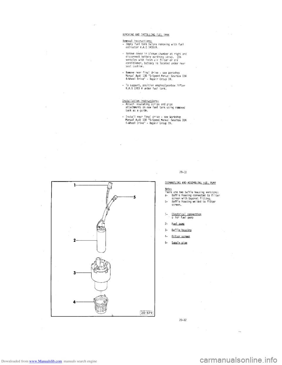 AUDI 100 1991 44 Engine Workshop Manual Downloaded from www.Manualslib.com manuals search engine   