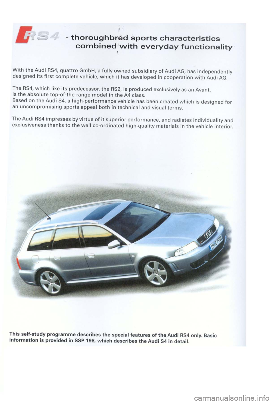 AUDI RS4 2000 B5 / 1.G Study Guide 