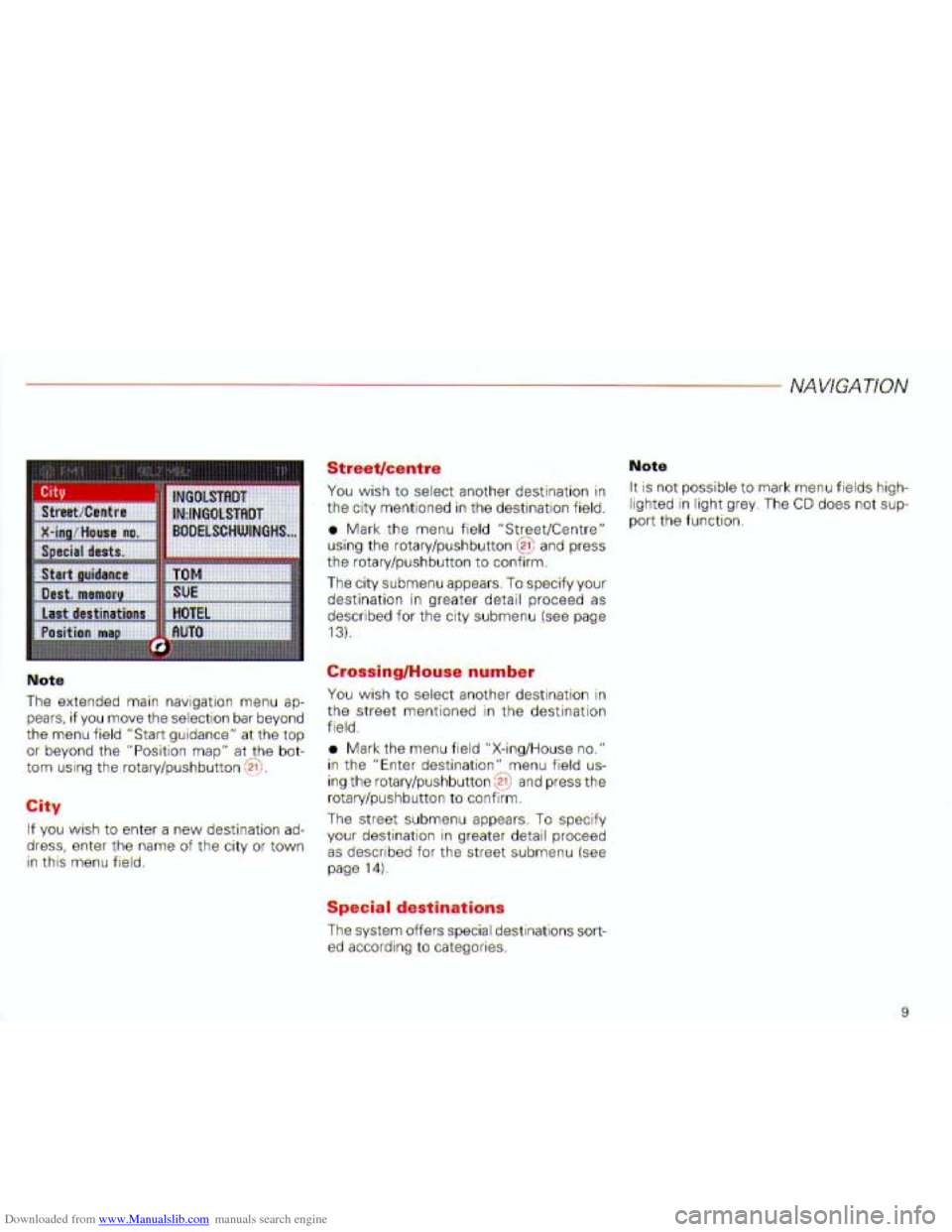 AUDI A4 2001 B6 / 2.G Navigation System Plus Manual Downloaded from www.Manualslib.com manuals search engine   