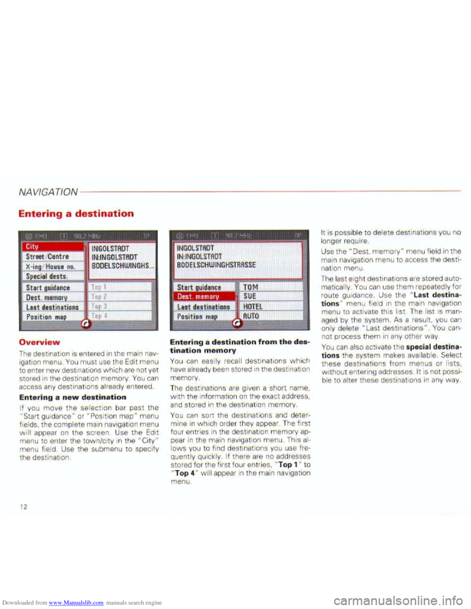 AUDI A4 2001 B6 / 2.G Navigation System Plus Manual Downloaded from www.Manualslib.com manuals search engine   