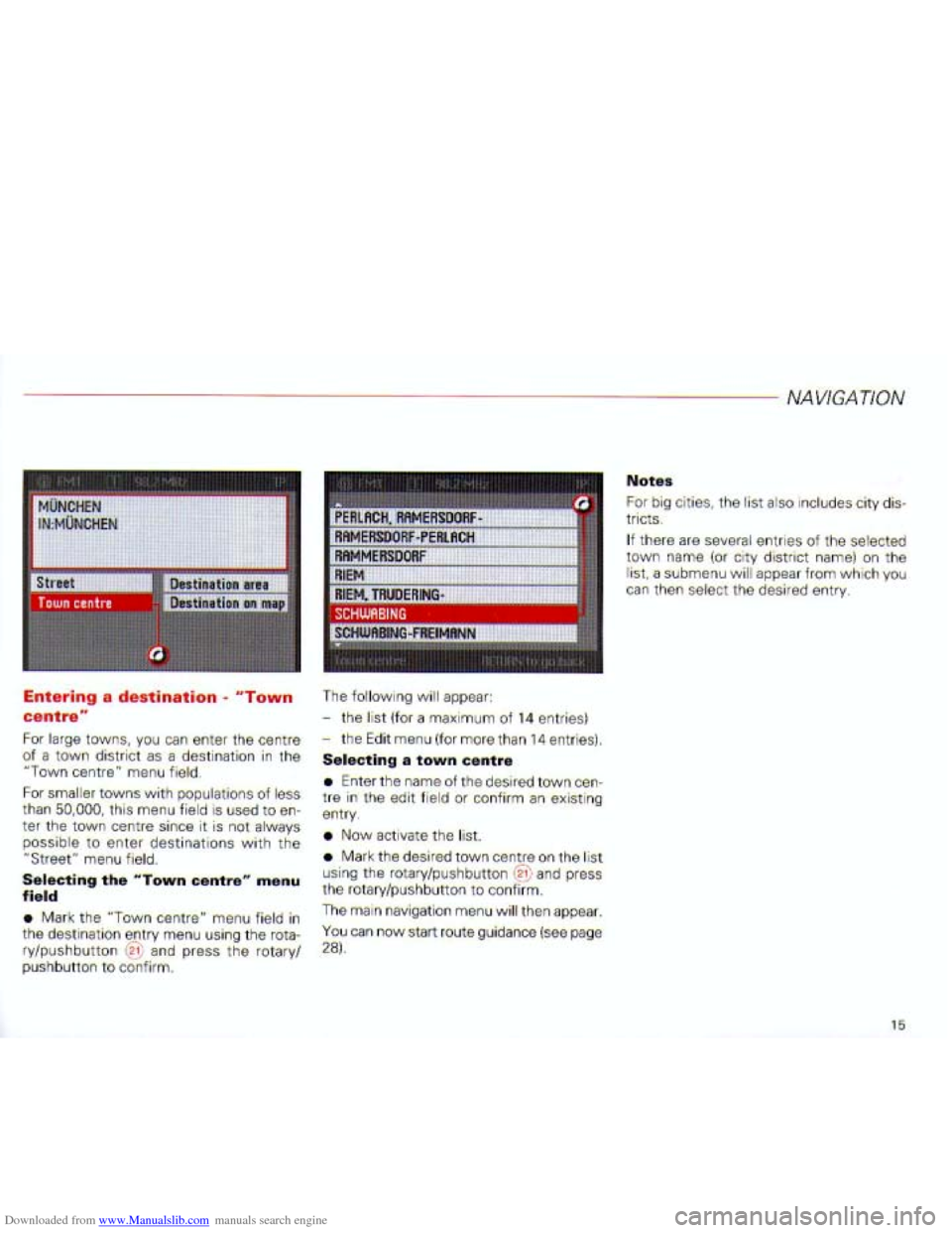 AUDI A4 2001 B6 / 2.G Navigation System Plus Manual Downloaded from www.Manualslib.com manuals search engine   