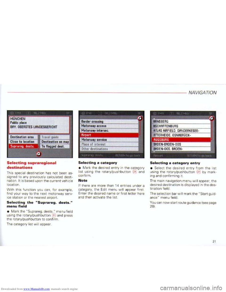 AUDI A4 2001 B6 / 2.G Navigation System Plus Manual Downloaded from www.Manualslib.com manuals search engine   