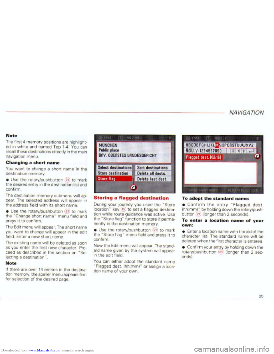 AUDI A4 2001 B6 / 2.G Navigation System Plus Manual Downloaded from www.Manualslib.com manuals search engine   