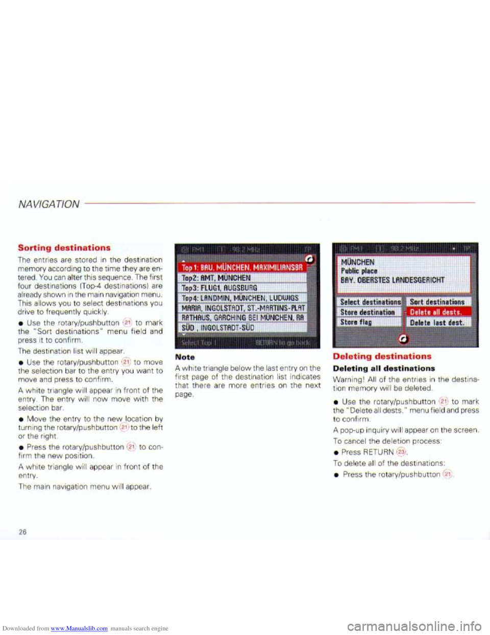 AUDI A4 2001 B6 / 2.G Navigation System Plus Manual Downloaded from www.Manualslib.com manuals search engine   