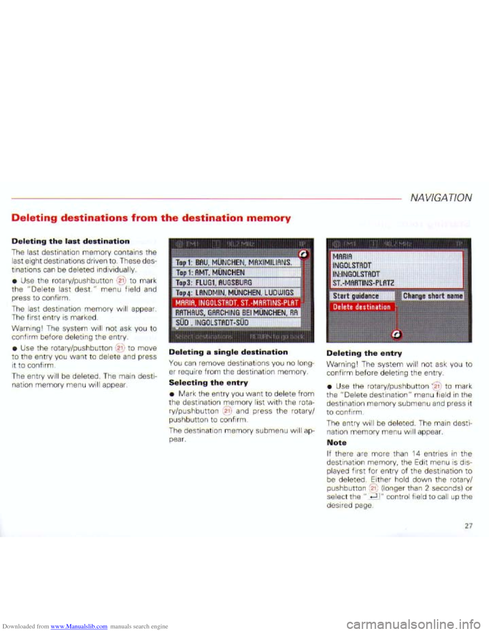 AUDI A4 2001 B6 / 2.G Navigation System Plus Manual Downloaded from www.Manualslib.com manuals search engine   