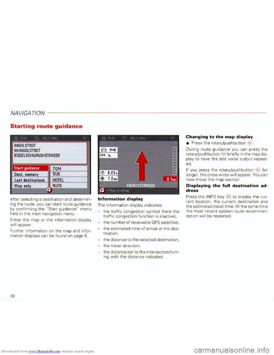 AUDI A4 2001 B6 / 2.G Navigation System Plus Manual Downloaded from www.Manualslib.com manuals search engine   