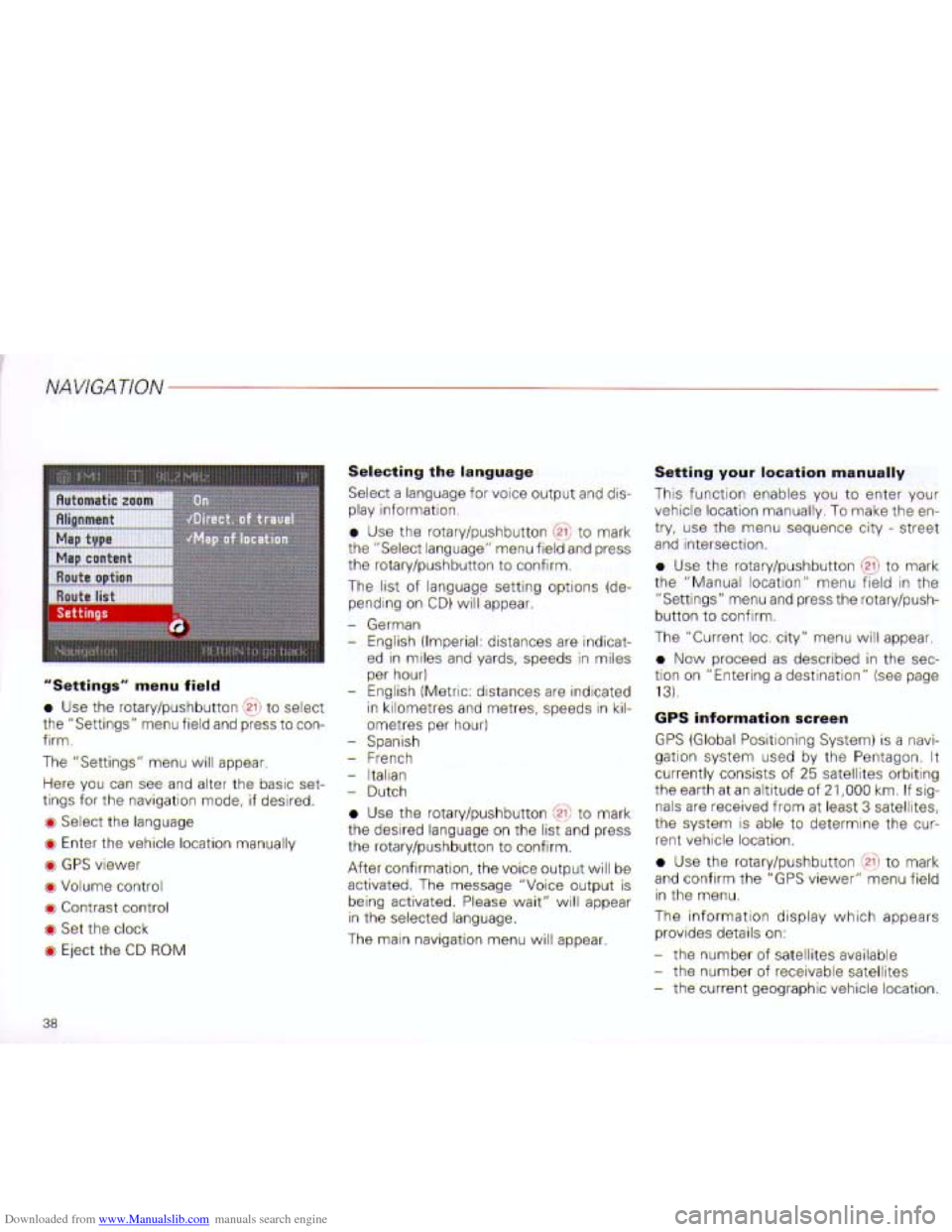 AUDI A4 2001 B6 / 2.G Navigation System Plus Manual Downloaded from www.Manualslib.com manuals search engine   