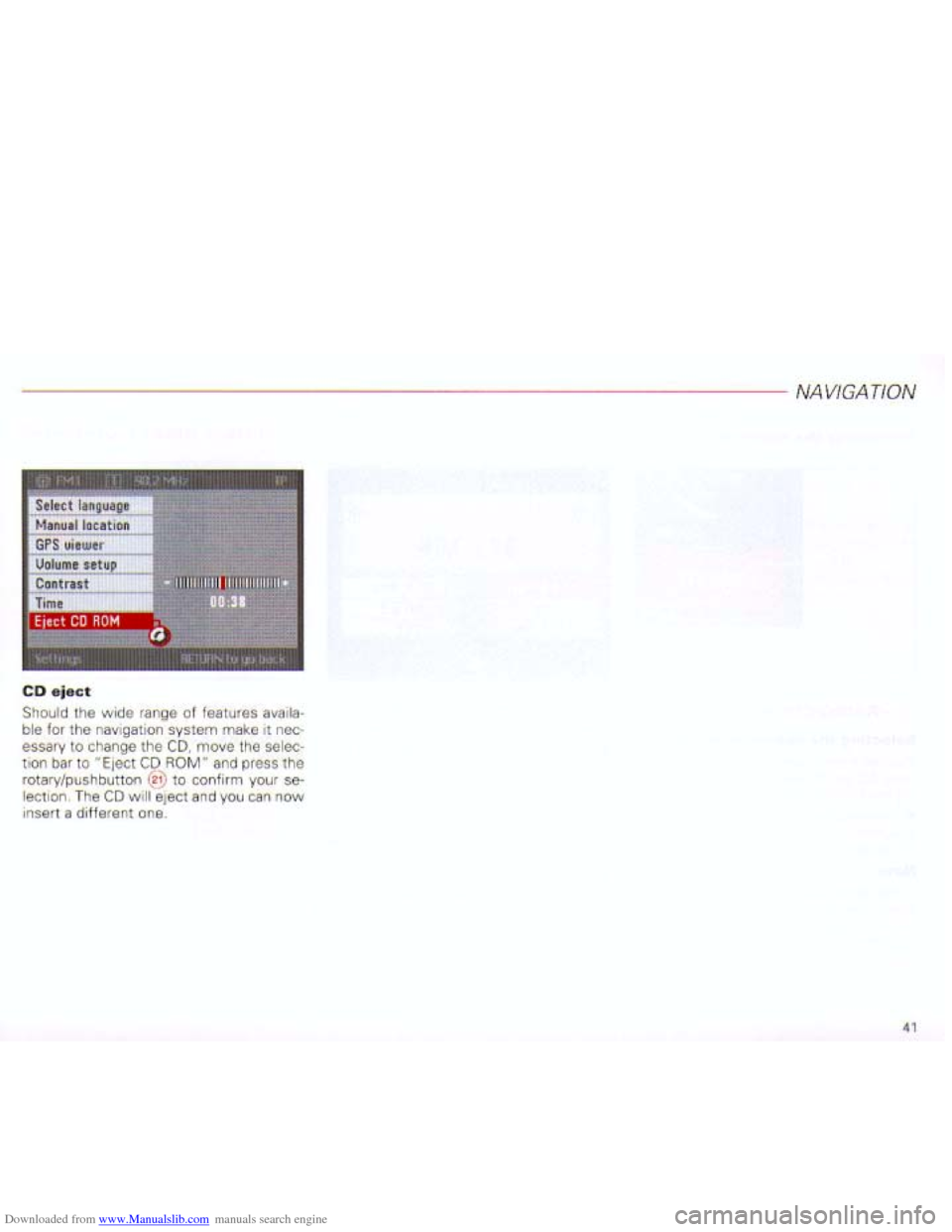 AUDI A4 2001 B6 / 2.G Navigation System Plus Manual Downloaded from www.Manualslib.com manuals search engine   