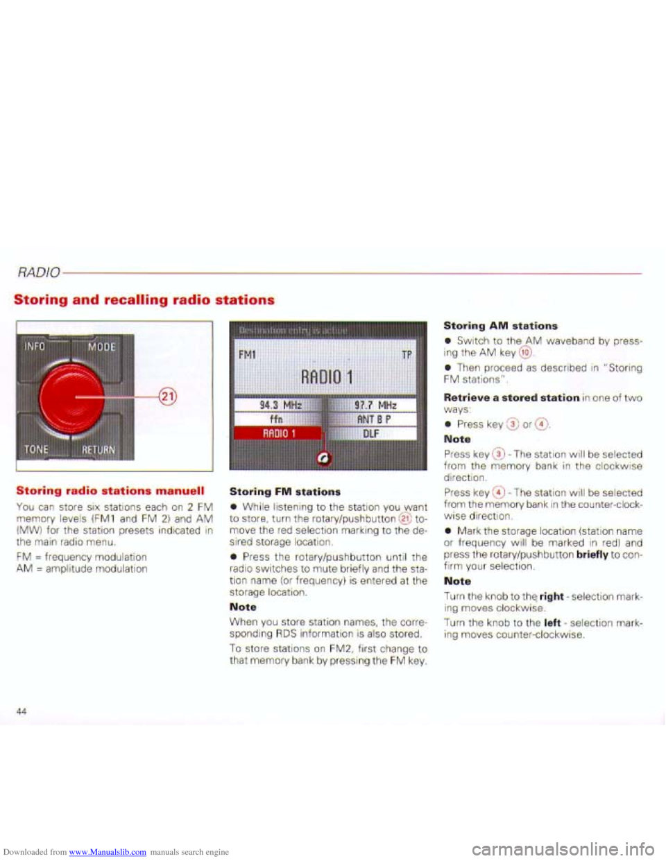 AUDI A4 2001 B6 / 2.G Navigation System Plus Manual Downloaded from www.Manualslib.com manuals search engine   