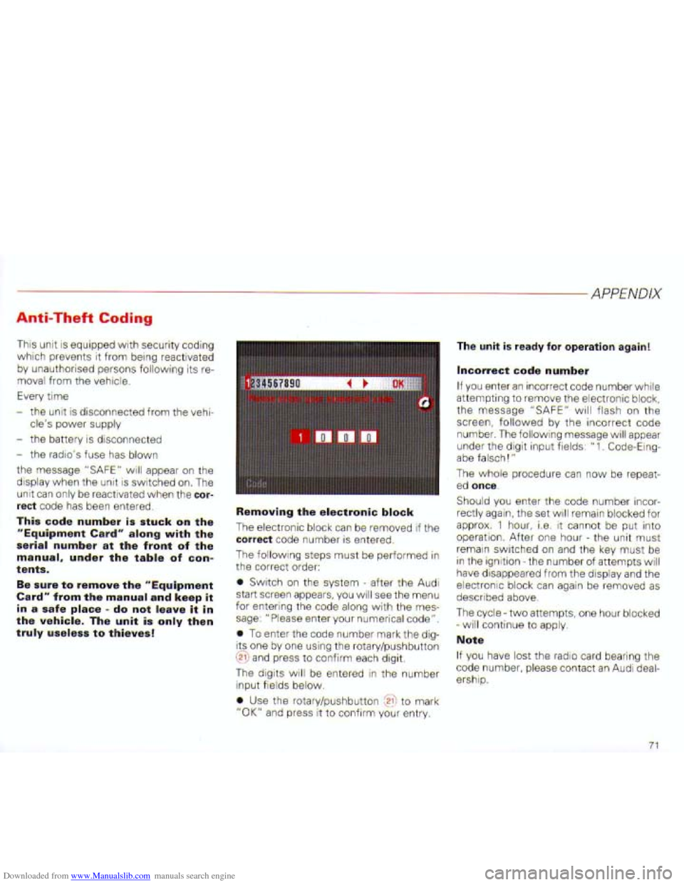 AUDI A4 2001 B6 / 2.G Navigation System Plus Manual Downloaded from www.Manualslib.com manuals search engine   