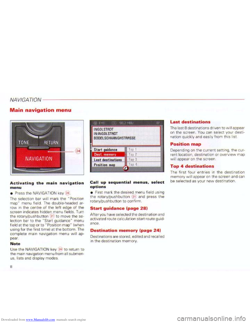 AUDI A4 2001 B6 / 2.G Navigation System Plus Manual Downloaded from www.Manualslib.com manuals search engine   