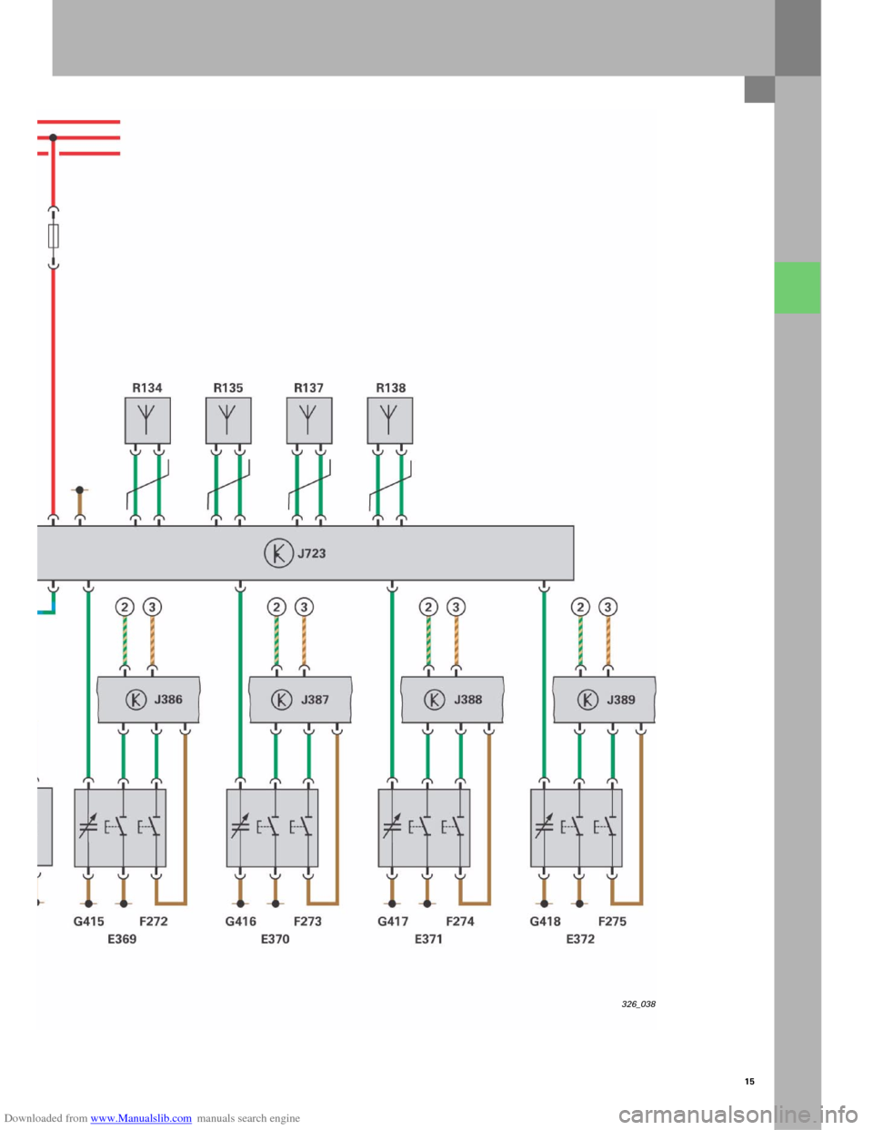 AUDI A6 2005 C5 / 2.G Electrics System Training Manual Downloaded from www.Manualslib.com manuals search engine 15
326_038  