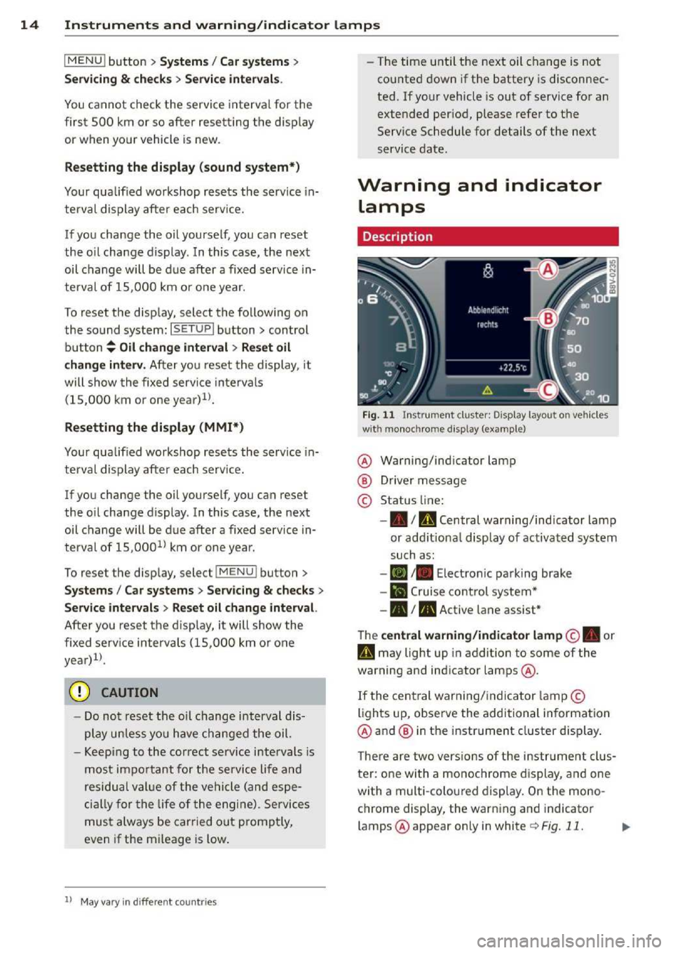 AUDI A3 2014 8V / 3.G Owners Manual 