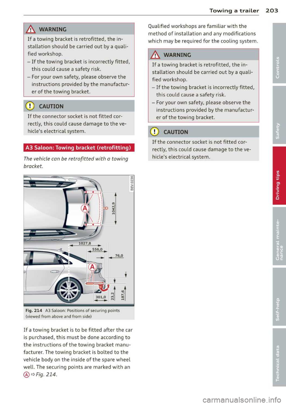 AUDI A3 2014 8V / 3.G Owners Manual 