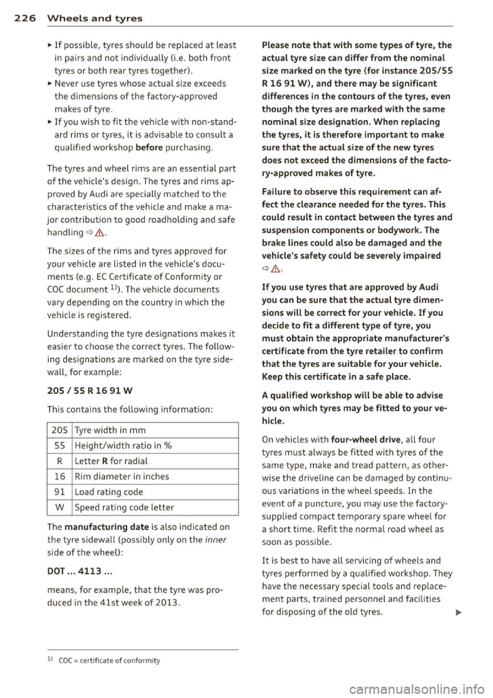 AUDI A3 2014 8V / 3.G Owners Manual 