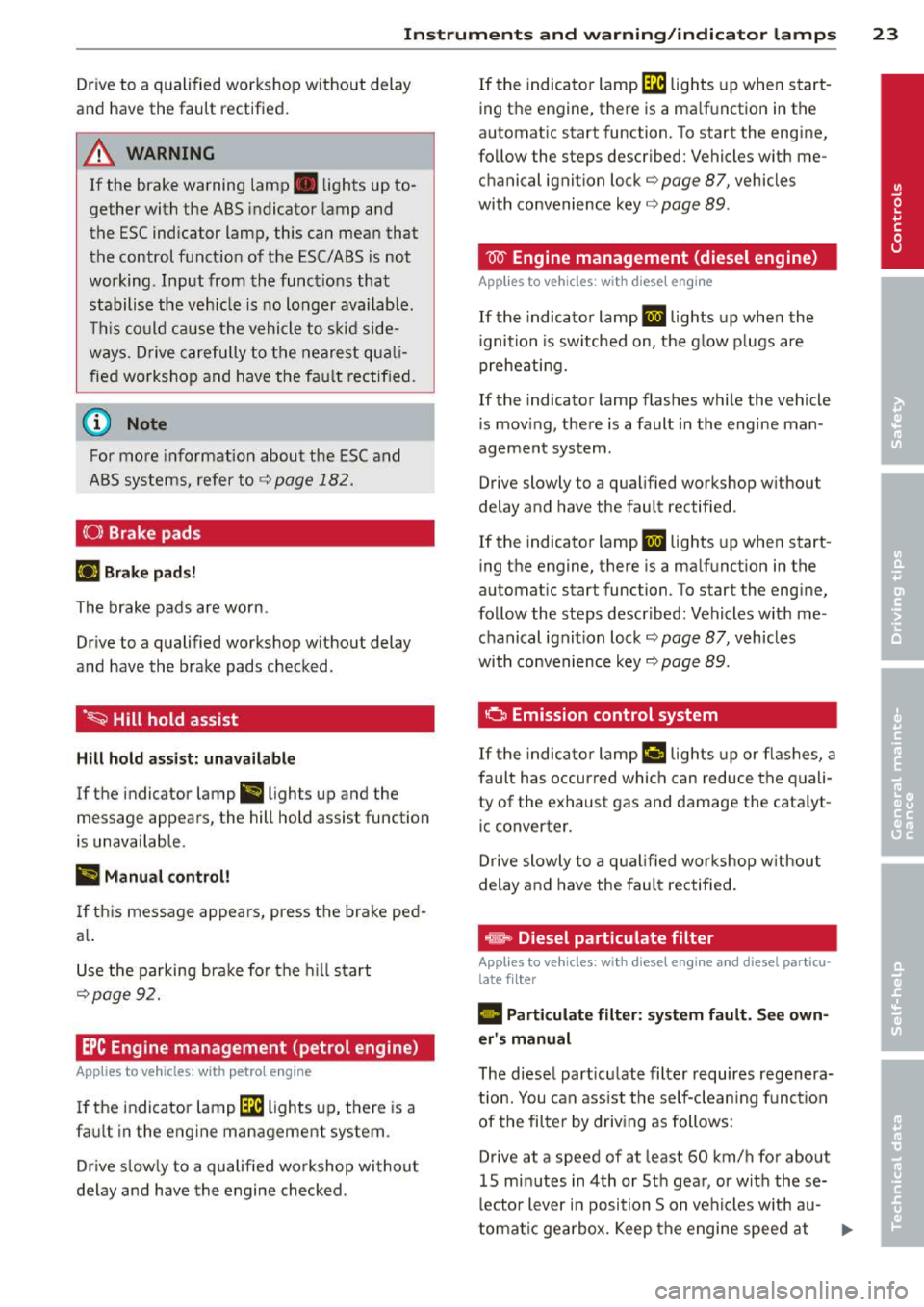 AUDI A3 2014 8V / 3.G Owners Manual 