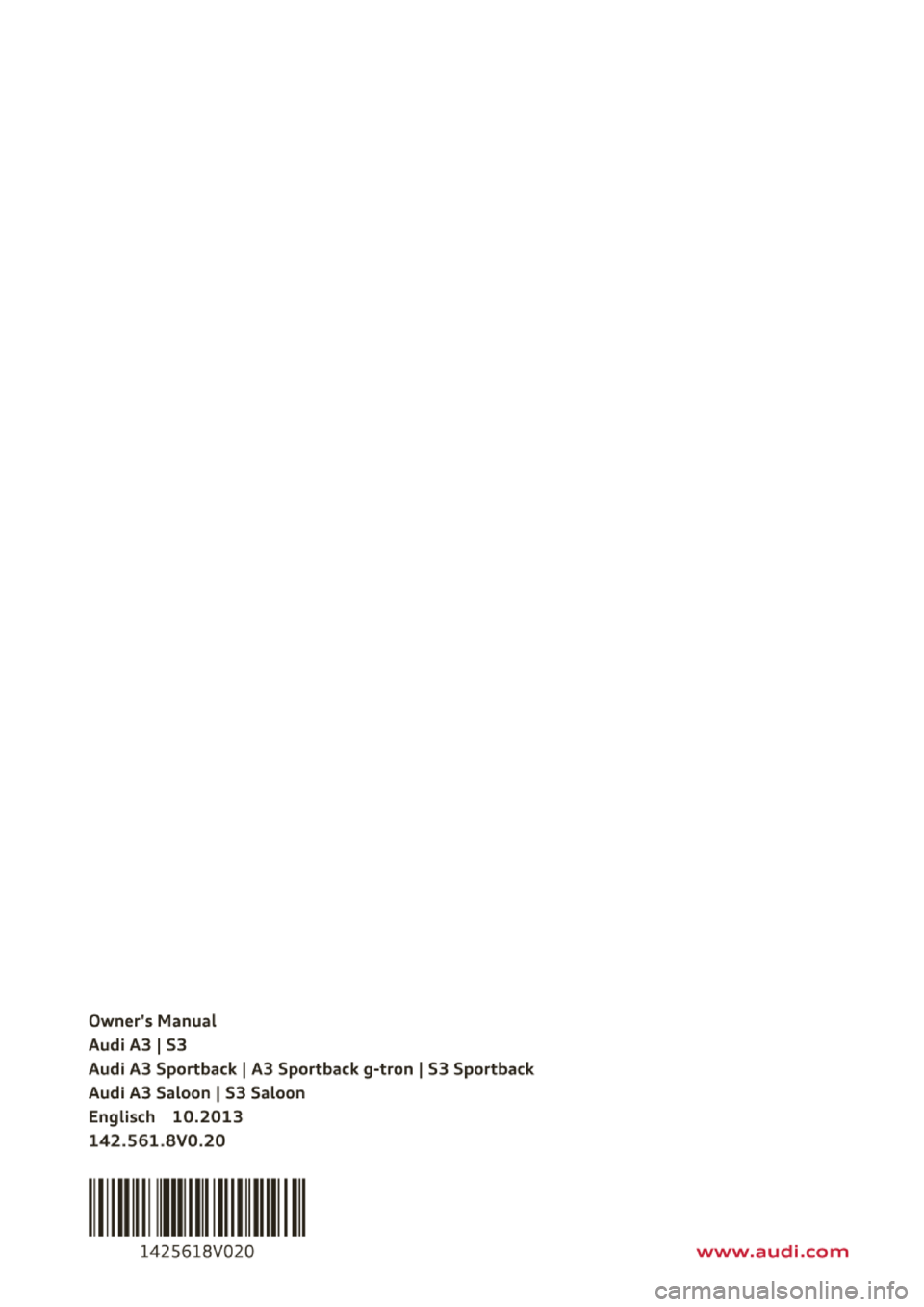 AUDI A3 2014 8V / 3.G Owners Manual 