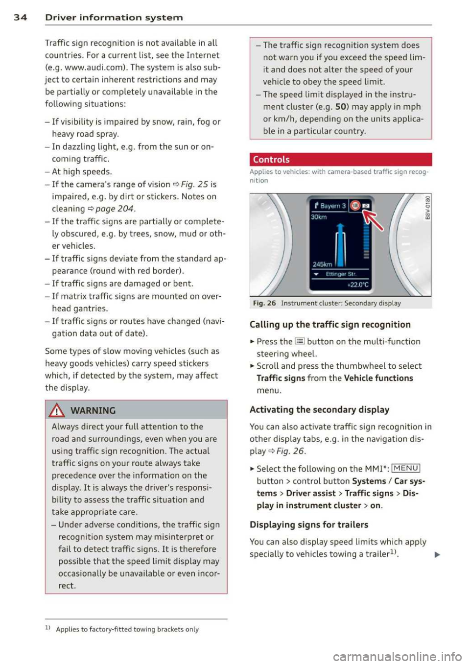 AUDI A3 2014 8V / 3.G Owners Manual 