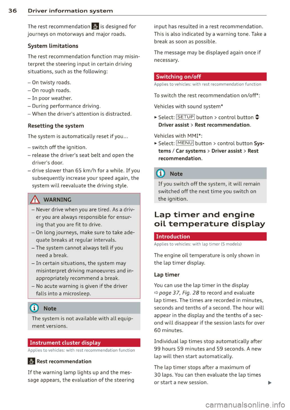 AUDI A3 2014 8V / 3.G Owners Manual 