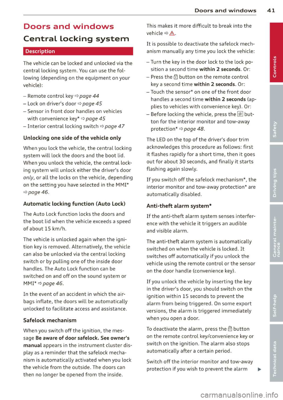 AUDI A3 2014 8V / 3.G Owners Manual 