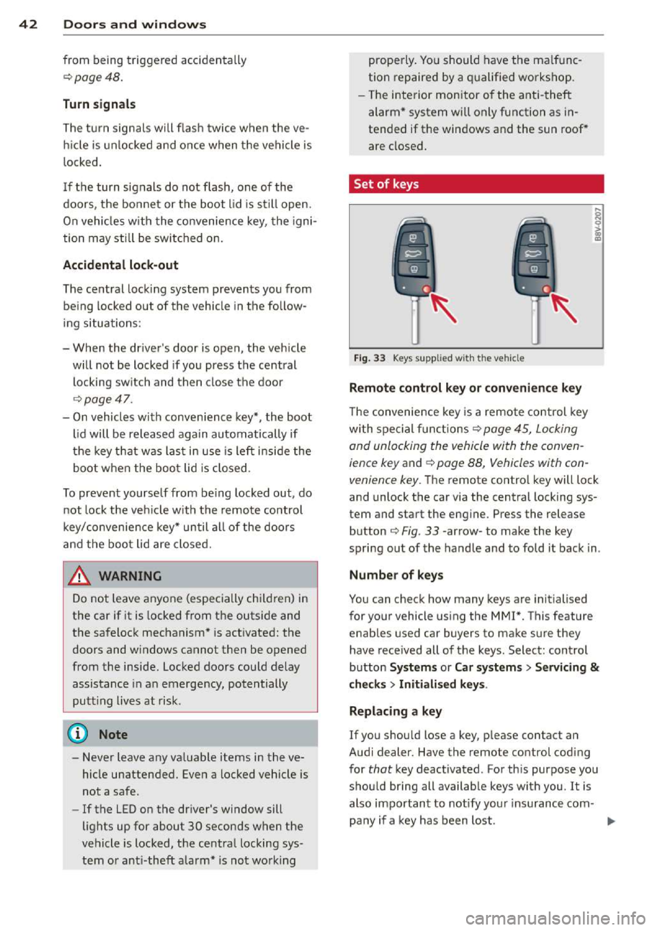AUDI A3 2014 8V / 3.G Owners Manual 